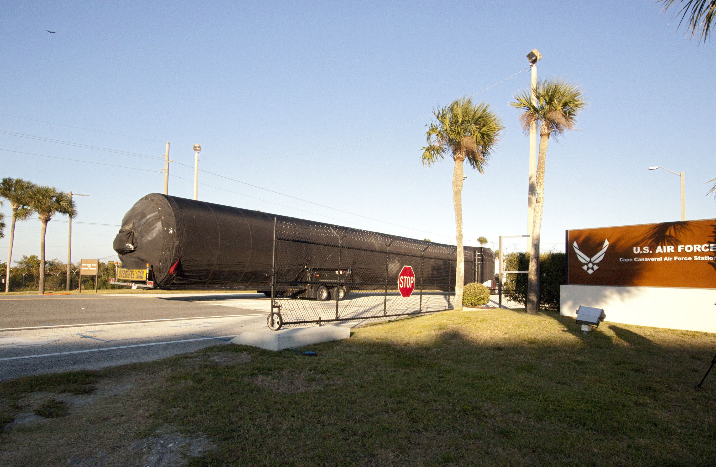 SpaceX Falcon 9 First Stage Arrives at Cape Canaveral