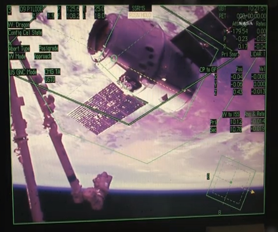 Dragon Capsule Approach Seen by Astronauts: CRS-2