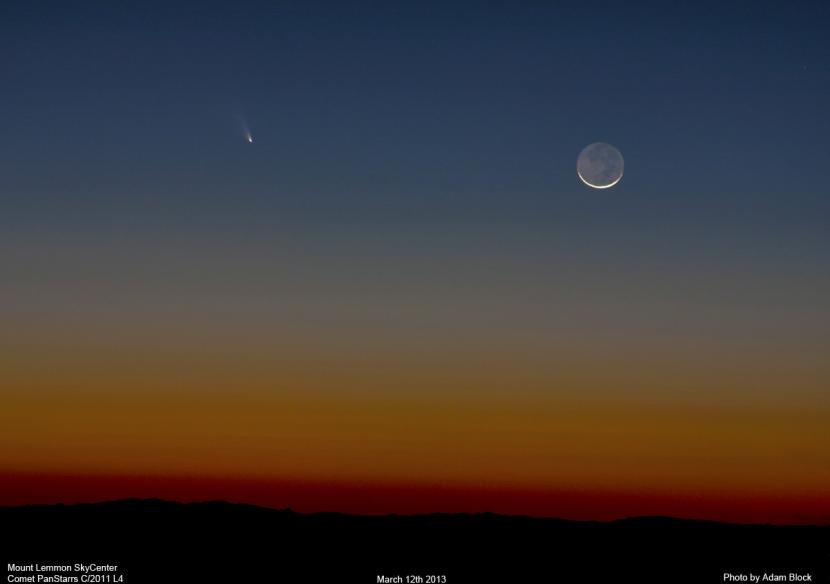 Comet PanStarrs Near Moon