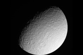 This raw image of Saturn's icy moon Rhea was taken on March 10, 2013 by NASA's Cassini spacecraft, and received on Earth March 10, 2013. The camera was pointing toward Rhea at approximately 174,181 miles (280,317 kilometers) away.