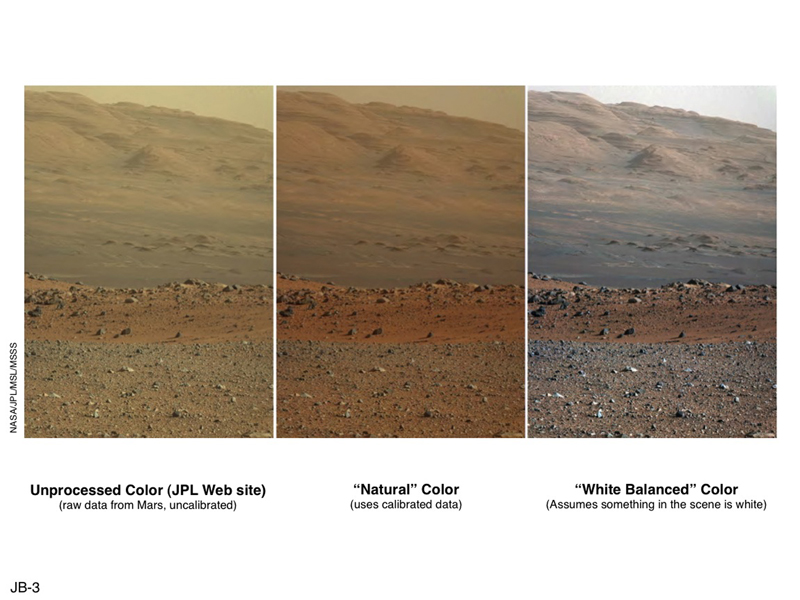'Raw,' 'Natural' and 'White-Balanced' Views of Martian Terrain