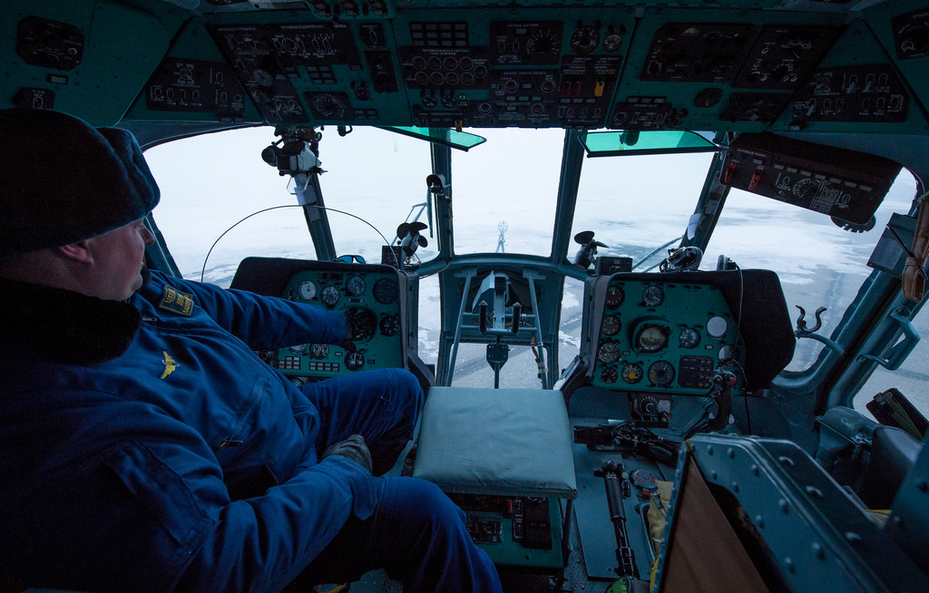 Russian Helicopter Commander Waits for Landing