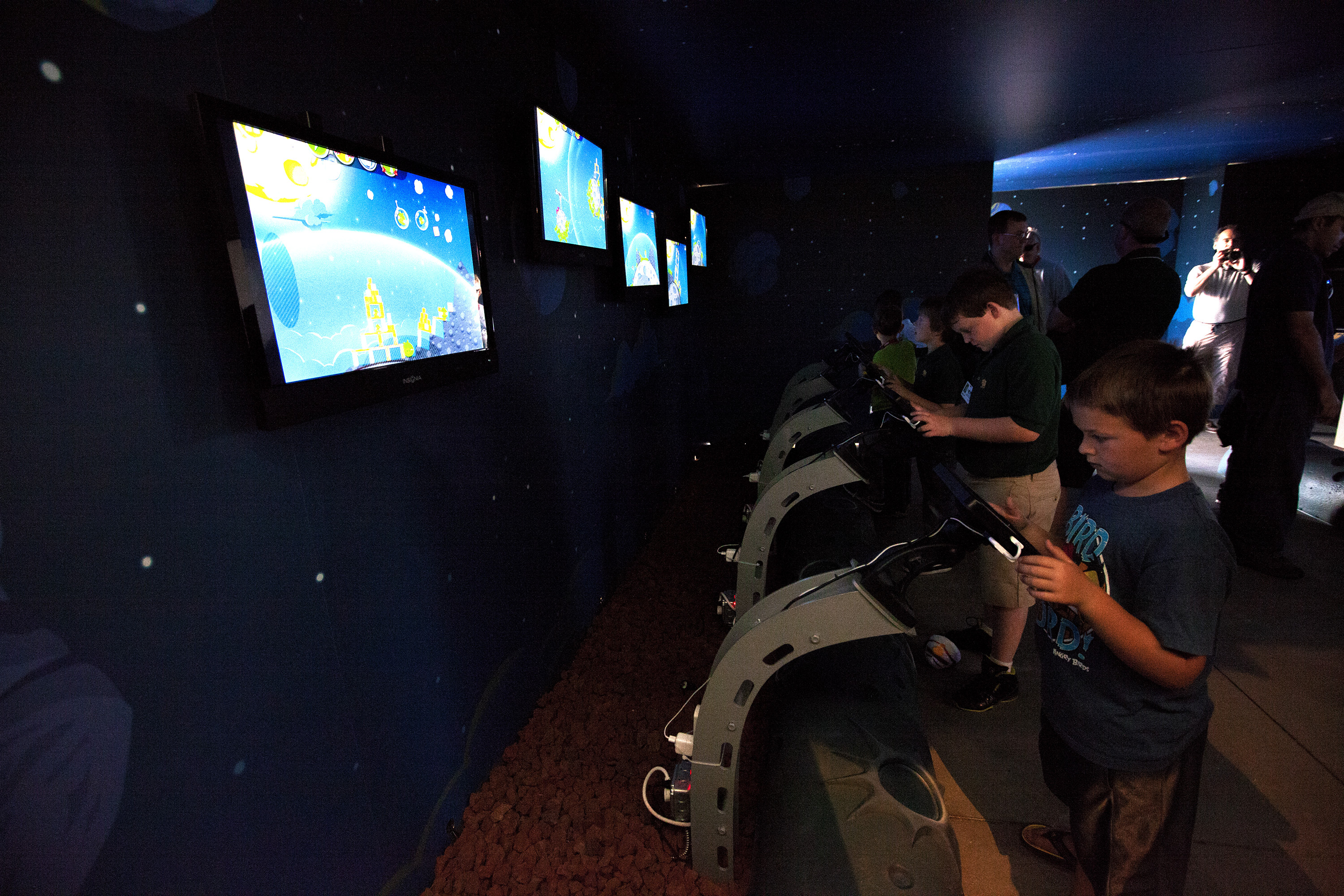 Children Try Angry Birds Space Encounter at Exhibit
