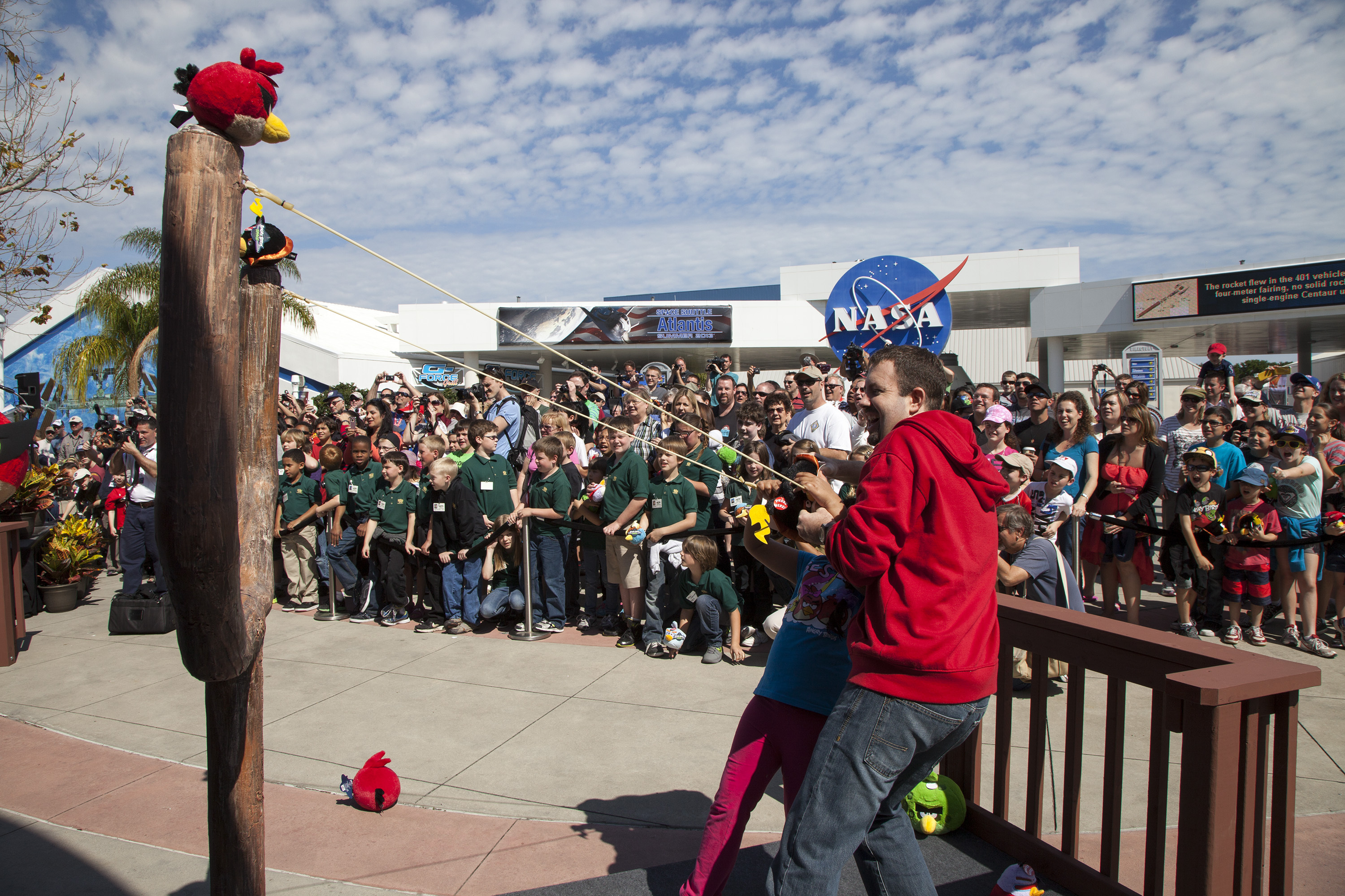 Dan Mitchell Helps Child with Giant Angry Birds Slingshot