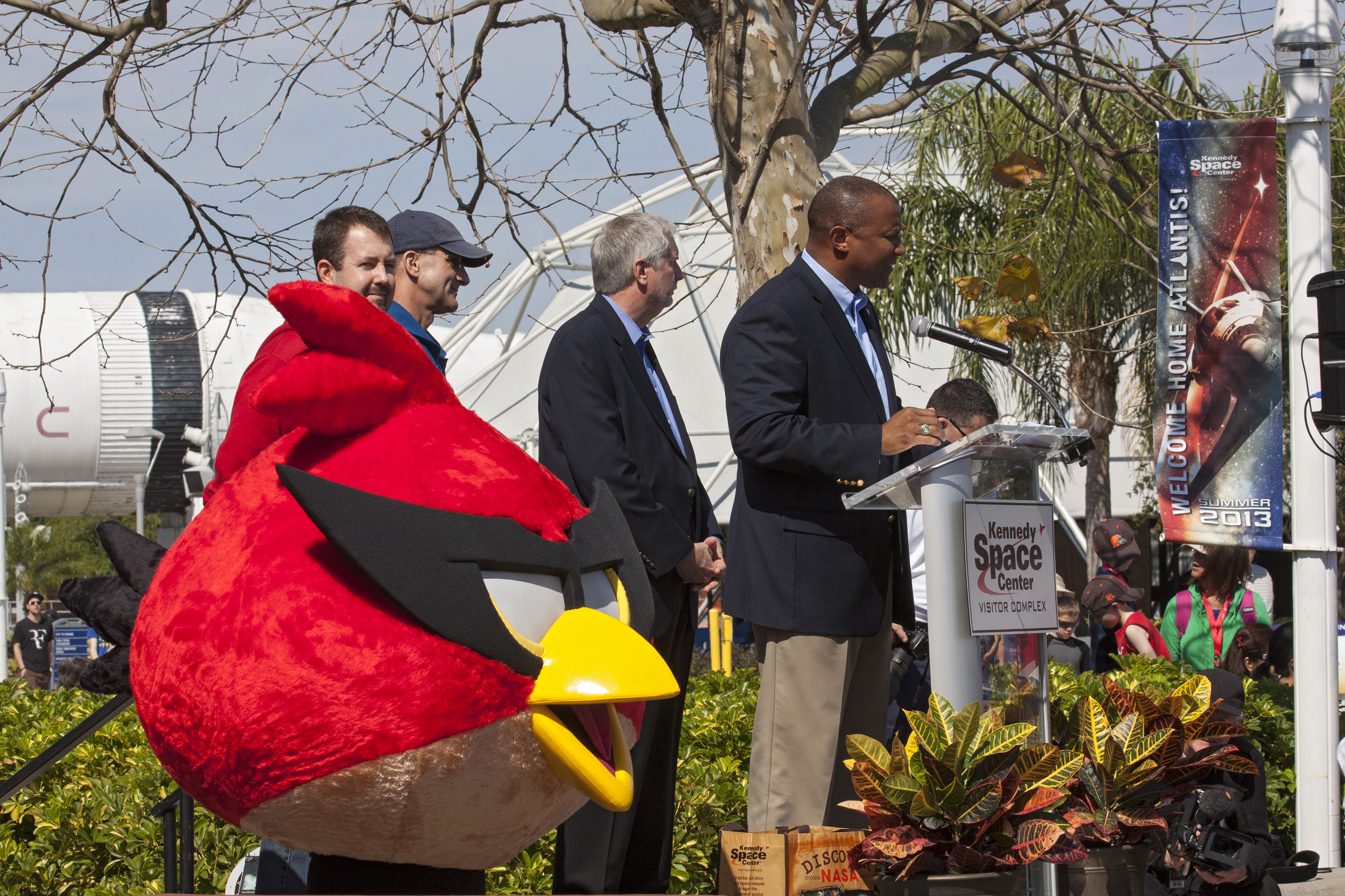 Kelvin Manning Speaks to Visitors at Angry Birds Space Exhibit