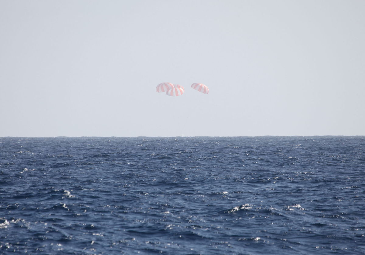 Splashdown of Dragon Cargo Capsule