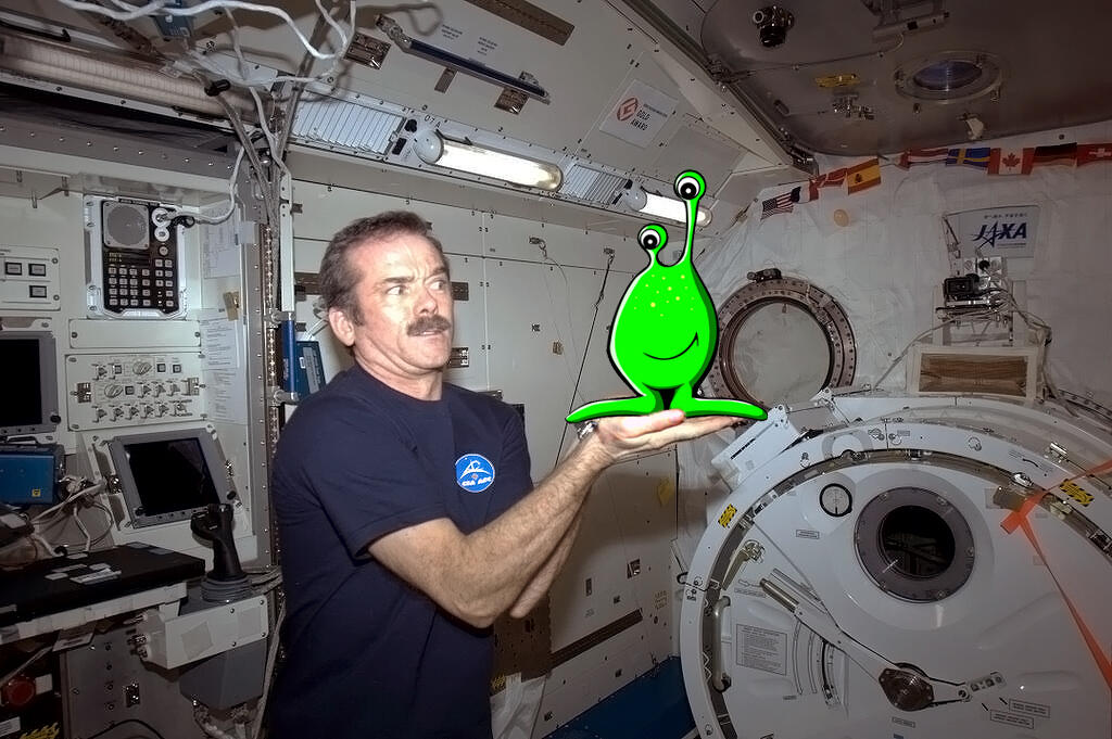 Chris Hadfield Posing with an Alien