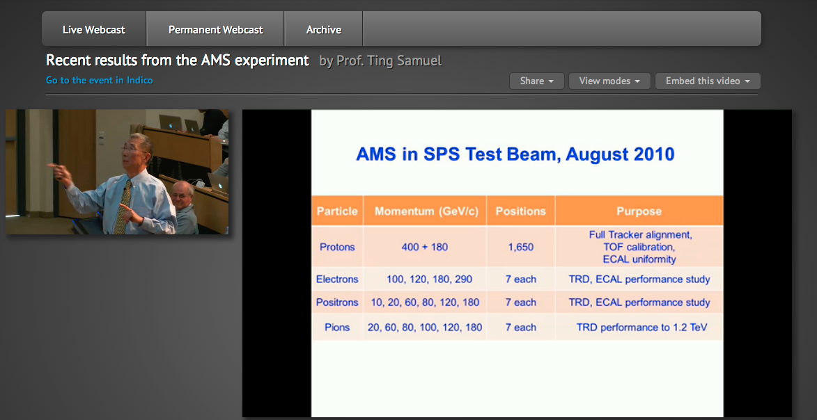Professor Samuel Ting Presents AMS First Result
