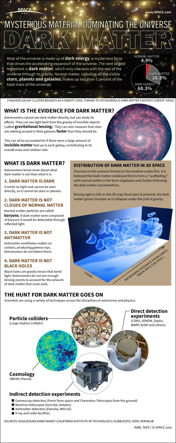 Find out about what is known about the mysterious dark matter that fills the universe in this SPACE.com Infographic.