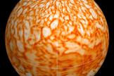 Temperature variability on a model intended to approximate what goes on inside the sun.