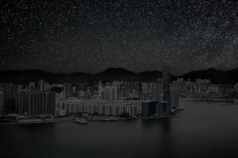 Hong Kong on Water by Night, Darkened Cities