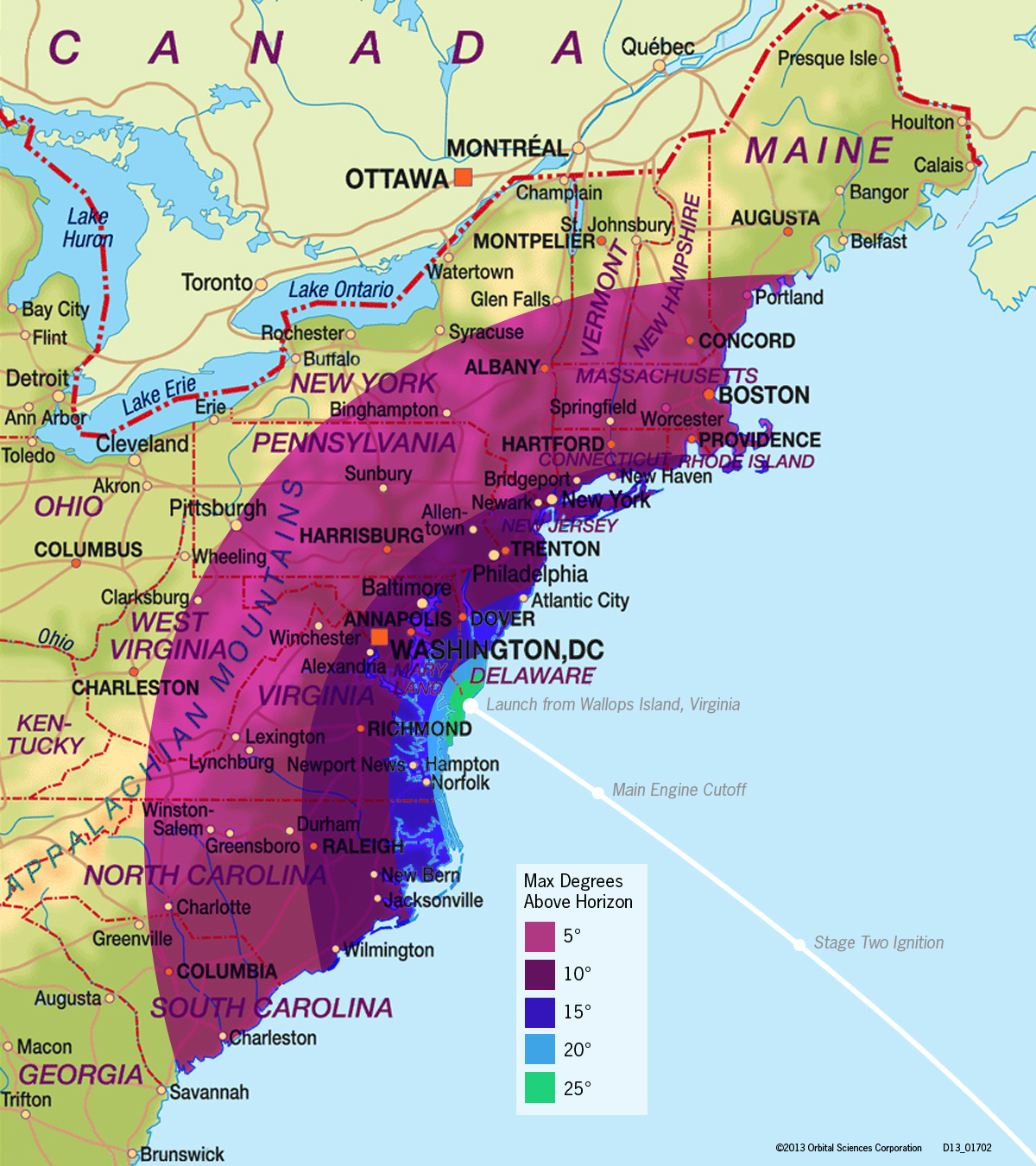 Antares Rocket Launch Viewing Map