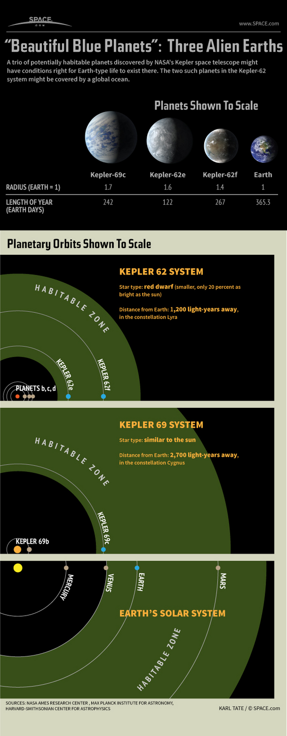 Find out about a  trio of possibly habitable super-Earths discovered by the Kepler space telescope , in this SPACE.com infographic.