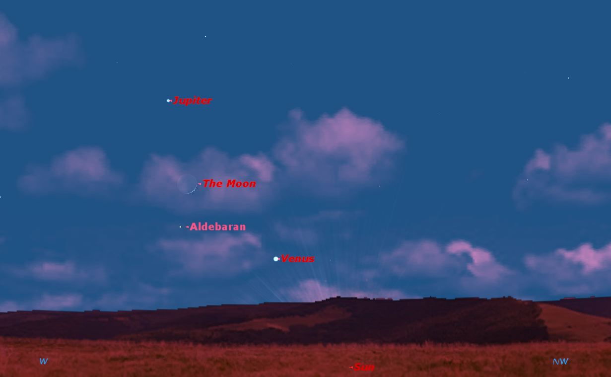 The Moon Framed by Jupiter and Venus, May 2013