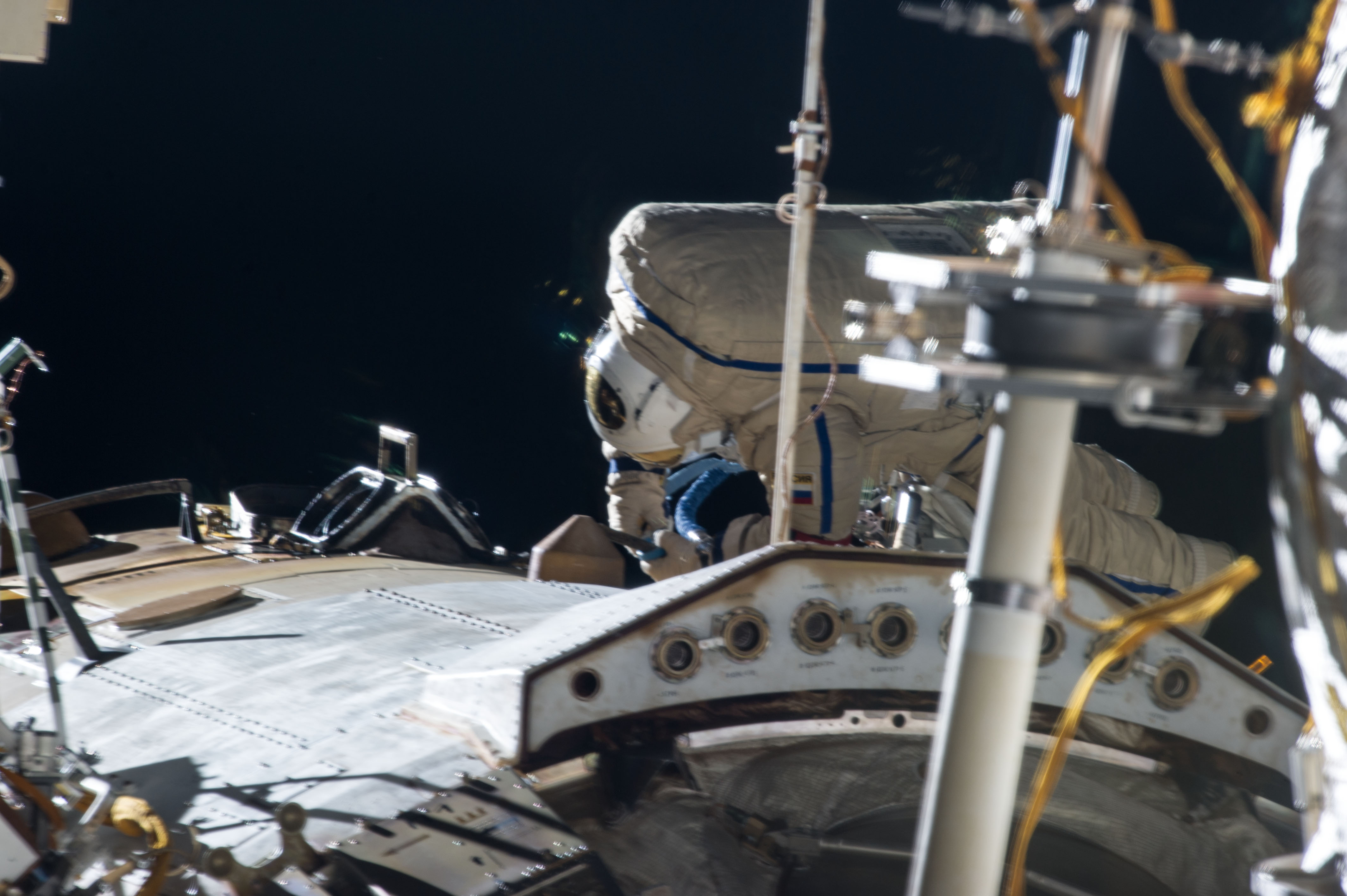 Russian Cosmonauts Work on the ISS
