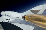 Frame from SpaceShipTwo Boom Camera during first rocket-powered flight on April 29, 2013.
