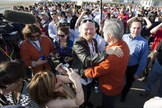 Sir Richard Branson & Burt Rutan share a moment after the success of Virgin Galactic's SpaceShipTwo breaking the speed of sound, on April 29, 2013, in the Mojave Desert.