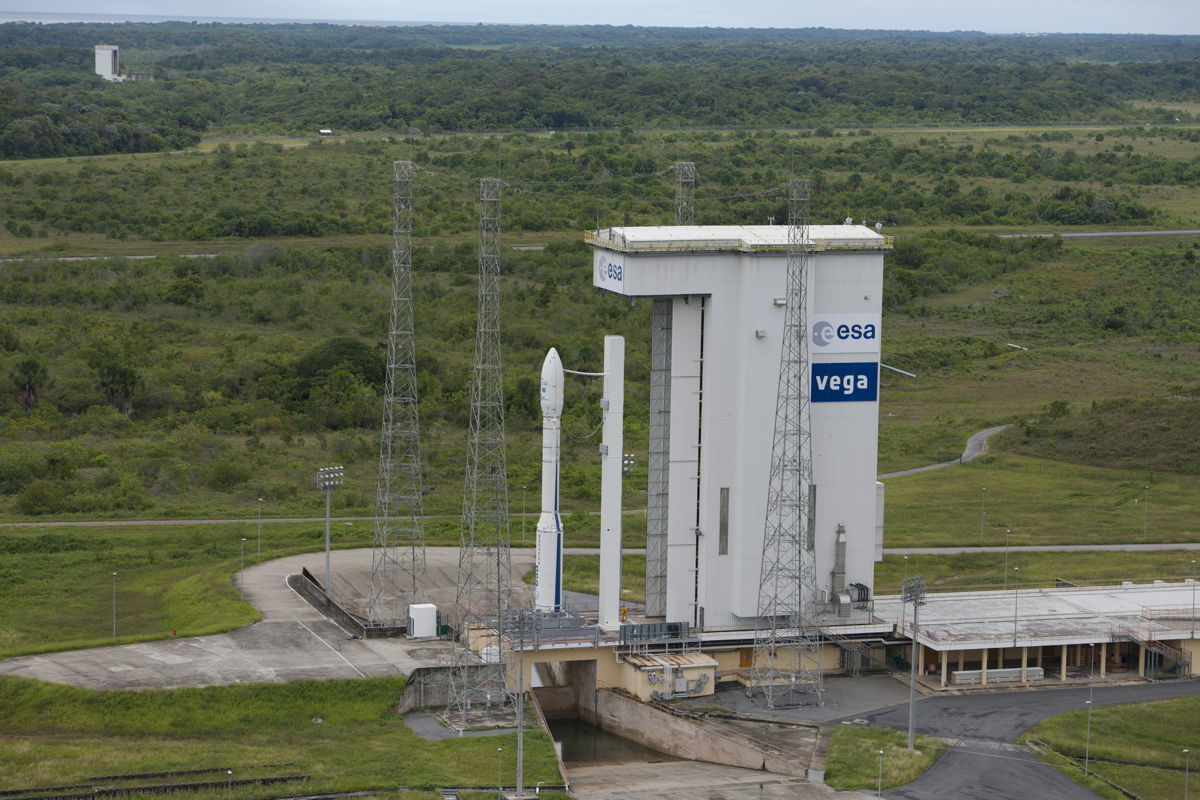 Fully Assembled Vega VV02 Rocket on Pad