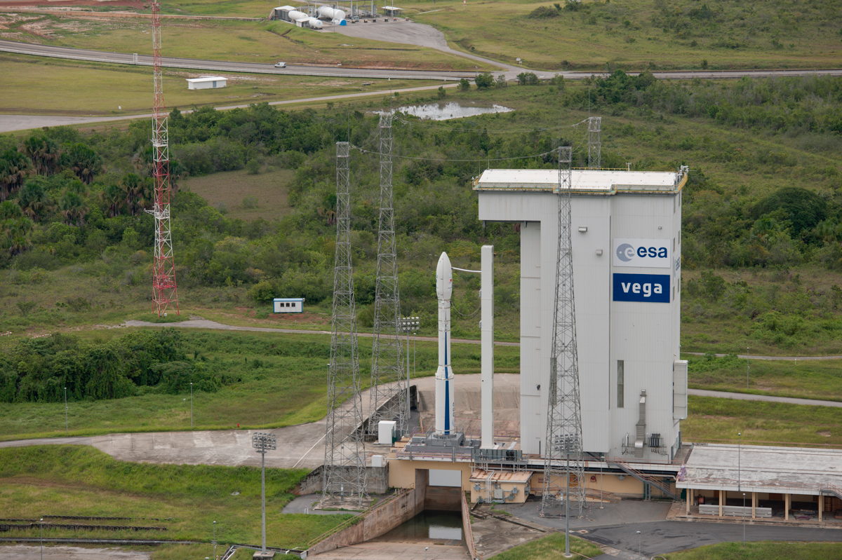 Fully Assembled Vega VV02 Rocket on Pad