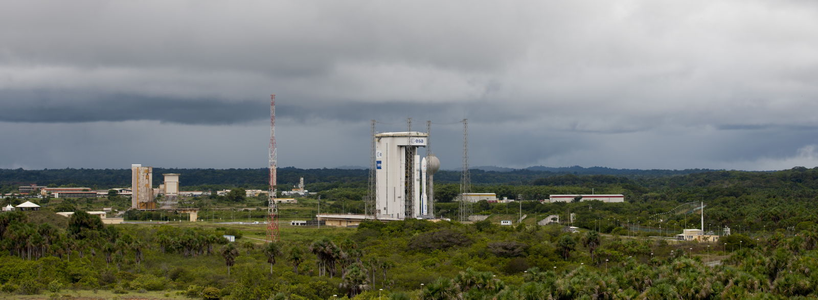 Fully Assembled Vega VV02 Rocket on Pad Panoramic View