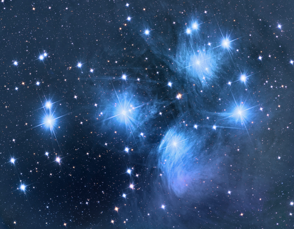 Reinhold Wittich captured this image of the Pleiades star cluster from his backyard observatory in Geisling, Germany using a 12" f/4 Newton telescope. The image took 780 minutes of total exposure time in October 2010 and was released to SPACE.com April 2013.