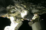 NASA astronauts Chris Cassidy (top) and Tom Marshburn work outside the International Space Station after replacing an ammonia coolant pump on May 11, 2013.