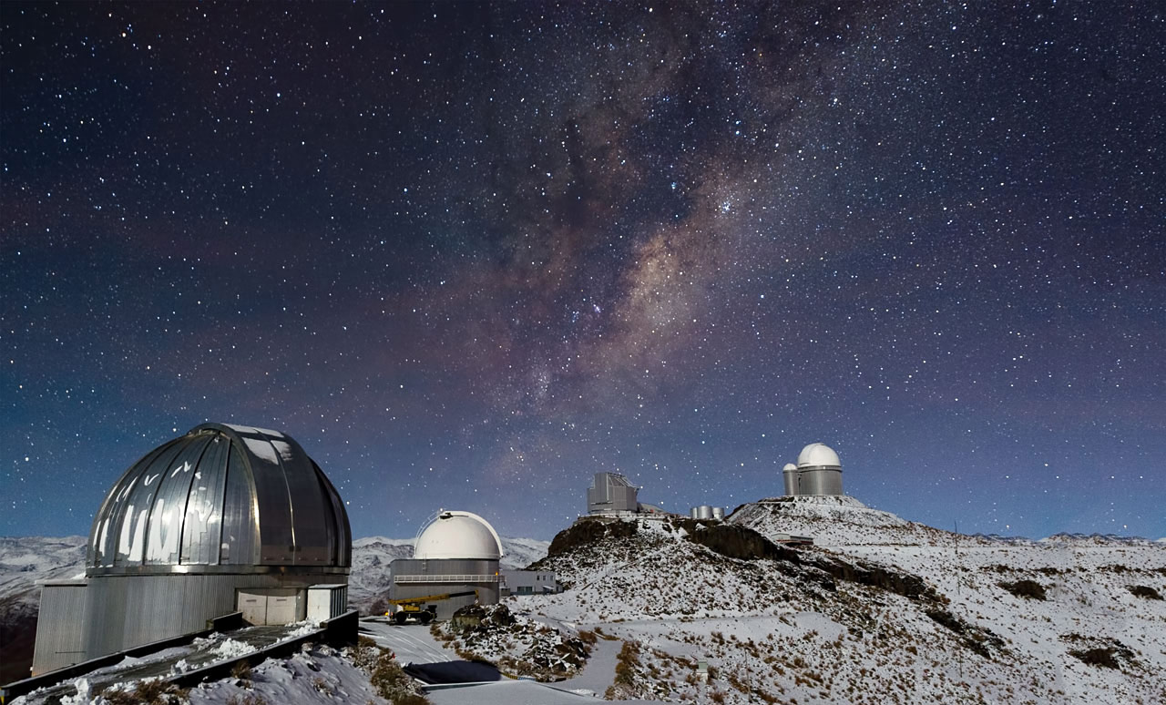 Snow Falling on Telescopes