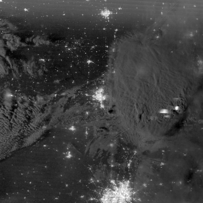 Nighttime Satellite View of Oklahoma City After Tornado