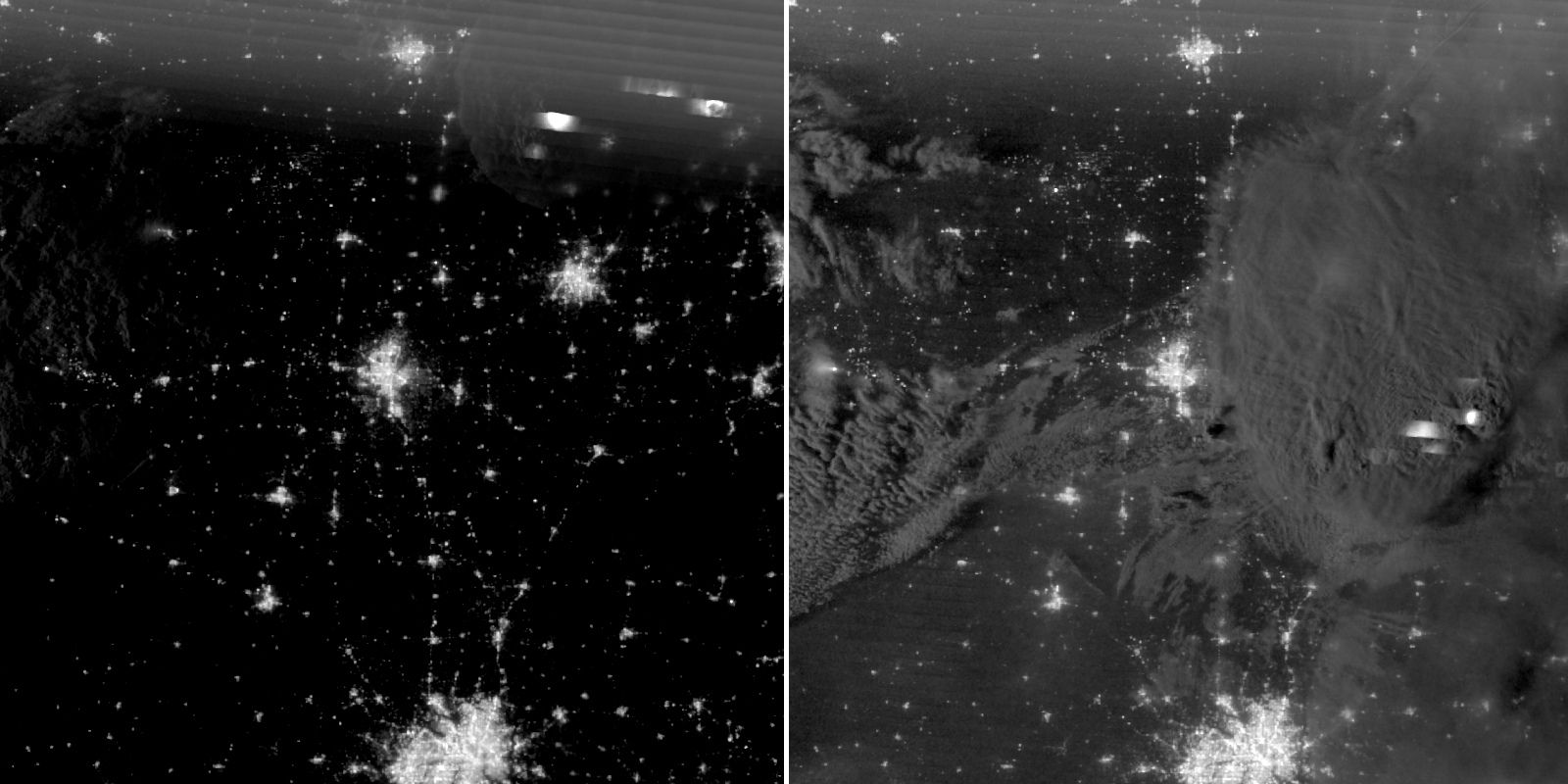 Nighttime Before and After Views of Oklahoma City