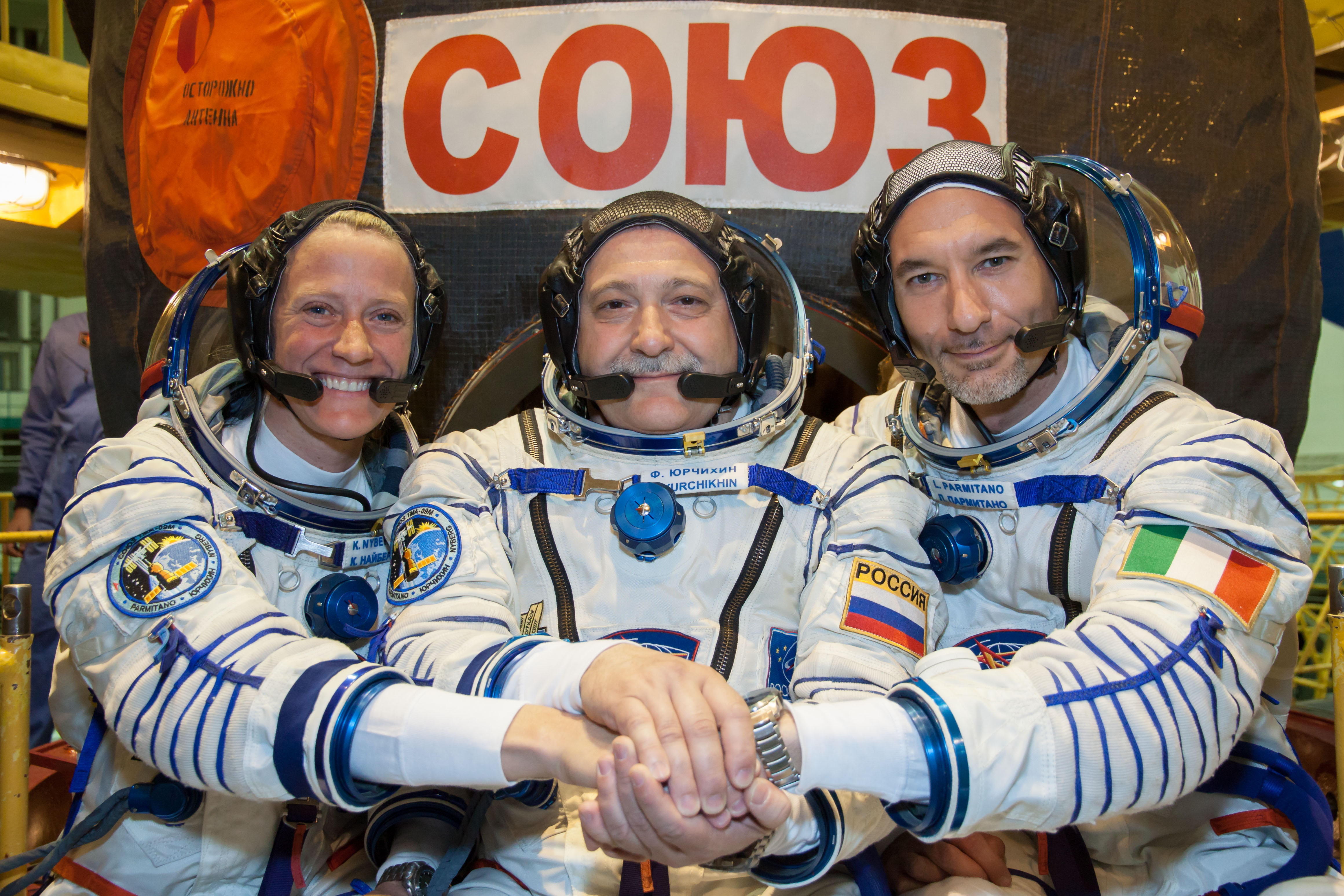 Nyberg, Parmitano and Yurchikhin Get Ready