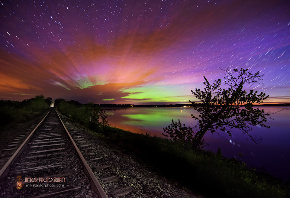 Aurora Borealis Over Maine Pond