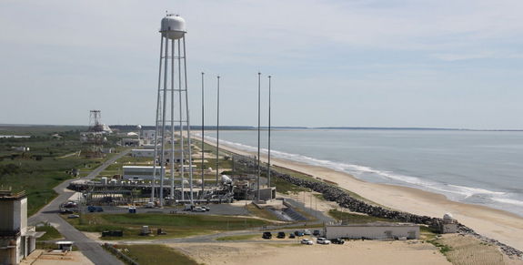 The entire Wallops launch complex is seen from the top of pad 0B (LADEE pad).