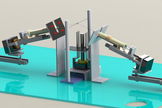 A computer rendering of the UCSD microgravity fire experiment, after deposition of the fuel droplet.