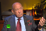 Video still showing former Soviet cosmonaut Alexei Leonov, the first man to walk in space, during his interview with the RT television network.