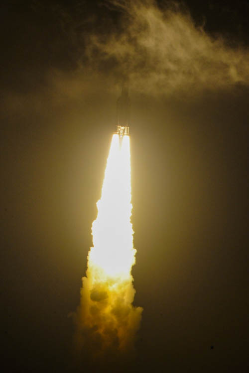 Ariane 5 Soars into Clouds with ATV-4