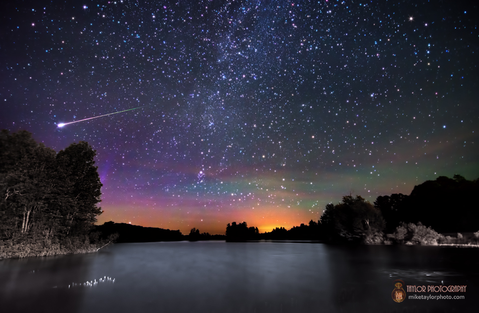 MIlky Way Airglow Meteor Over Branch Pond Maine