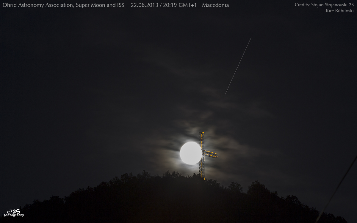 Supermoon Rises With International Space Station