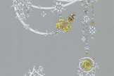Tampa necklace by Van Cleef & Arpels, French; Made of white and yellow gold with round-, baguette- and rose-cut diamond, round pink, purple and yellow sapphire, rose-cut blue sapphire, onyx, round orange garnet, round red spinel and round beryl.
