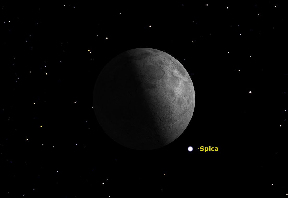 Spica and the Moon, July 2013