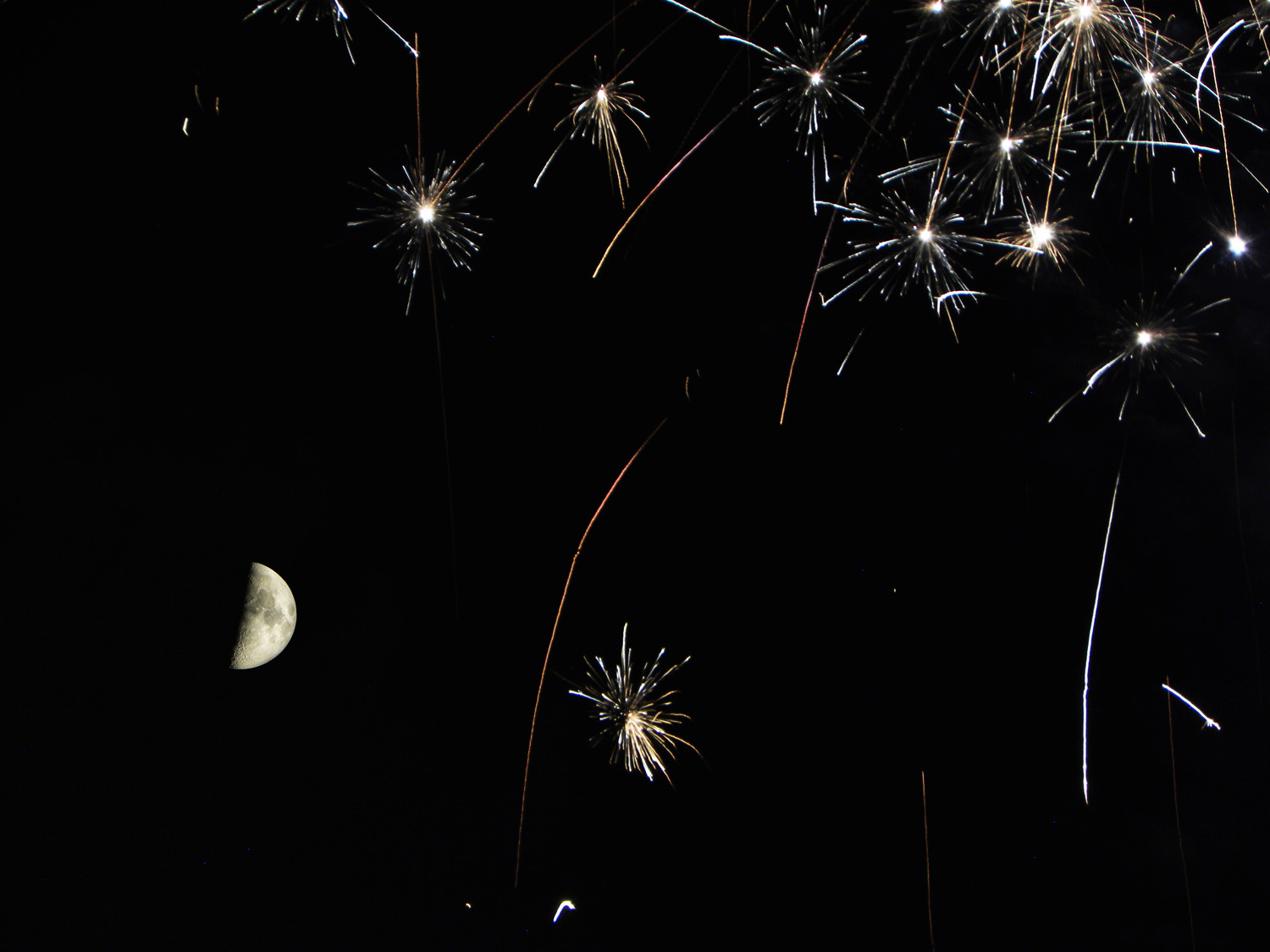 Fireworks and the Moon