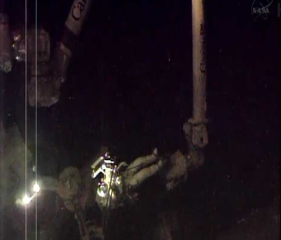 Luca Parmitano on Space Station Robotic Arm