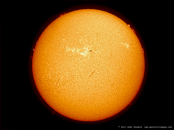 John Chumack took this photo of the sun with sunspot AR 1785 from his backyard in Dayton, Ohio on July 7, 2013.