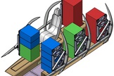 This illustration shows four experiment racks and a seat for the flight test engineer in the cabin of SpaceShipTwo.