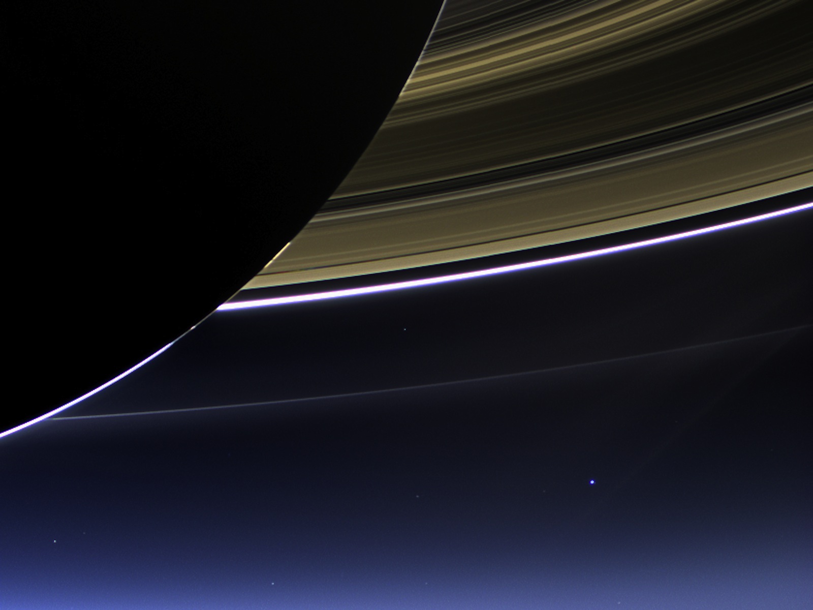 Cassini Captures Saturn’s Rings, Earth and Moon space wallpaper