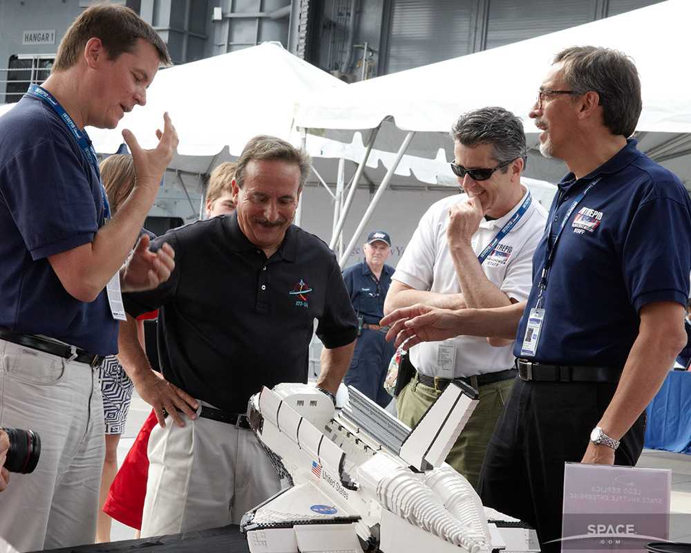 Astronaut Charles Camarda with Shuttle Enterprise LEGO Replica