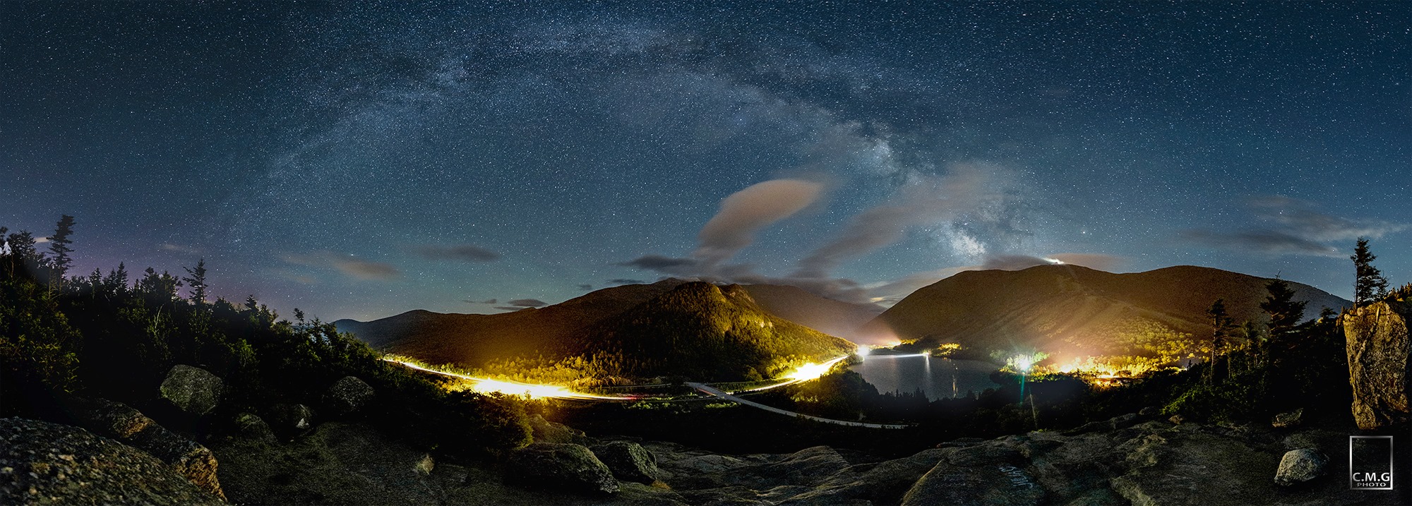 Milky Way Panoramic Image Over White Mountains