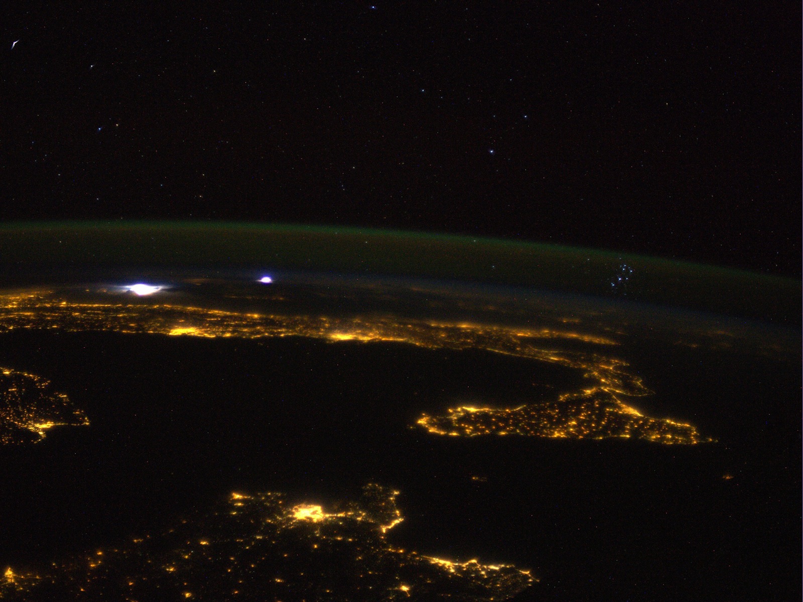 Mediterranean Pleiades Storm Parmitano ISS space wallpaper