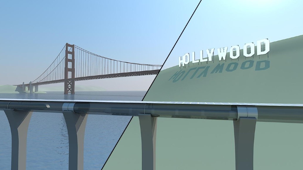 Hyperloop Tube Between Los Angeles and San Francisco