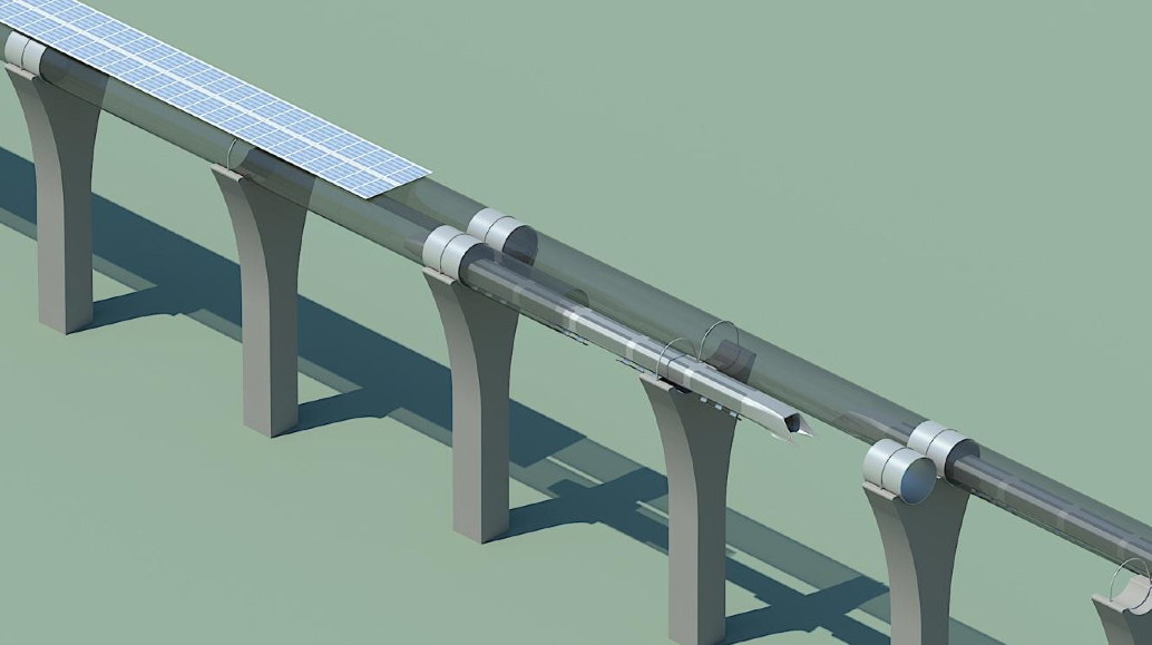 Hyperloop Capsule in Tube Cutaway