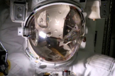 Water fills the empty spacesuit helmet of Italian astronaut Luca Parmitano in an Aug. 27, 2013 test of the faulty spacewalking gear, which forced NASA to abort a July 16 spacewalk for safety reasons. The water leak confirmation will help NASA engineers devise repair methods for the spacesuit.